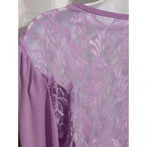 Sexy romantic VENUS Purple Top lavender Lace Floral BLOUSE - Picture 6 of 9